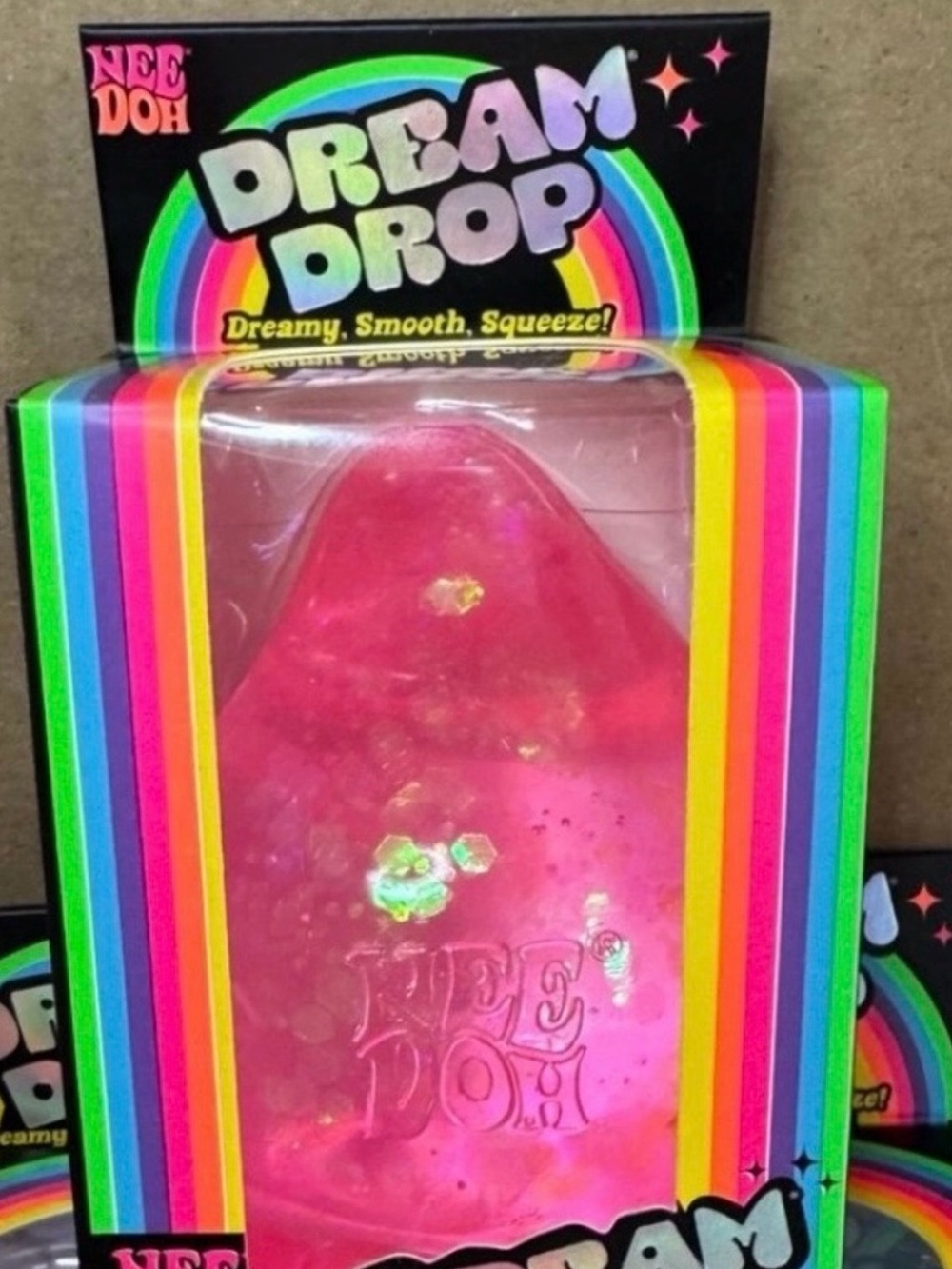 NeeDoh Dream Drop Squeeze Toy - Hot Pink Glitter